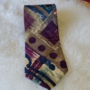 Oscar de la Renta Purple and Gold Artistic Tie